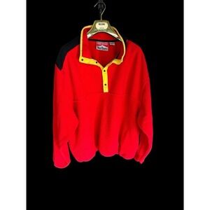 Vintage 90s Marlboro Sherpa Fleece Pullover Sweatshirt Red Yellow Sz XL